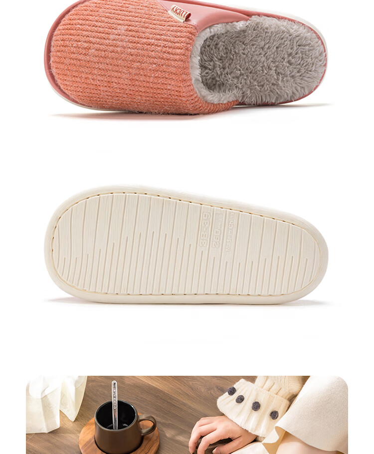 TZLDN Cotton Slippers Men Short Plush Autumn Winter Women's Indoor Thick Sole Warm Non-Slip Couple Cotton Shoes 5