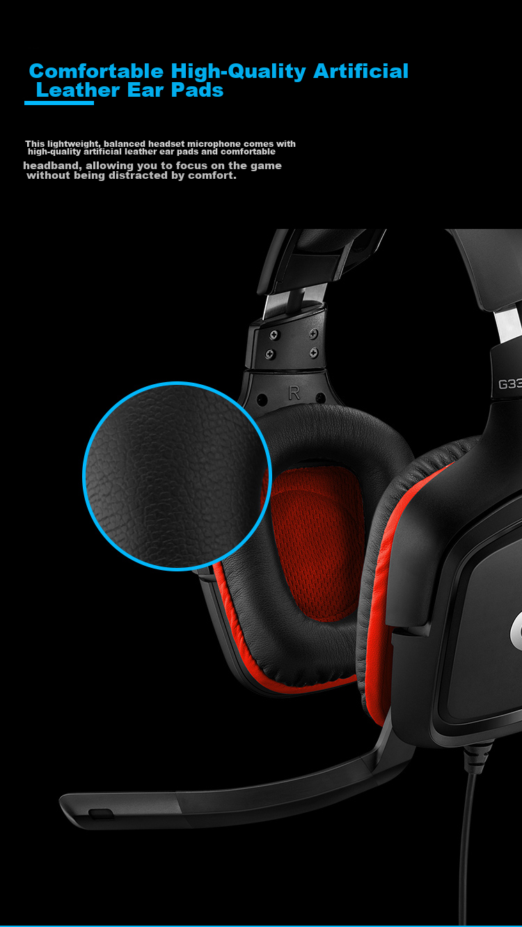 G G331 Over-Ear Gaming Headset with Surround Sound, E-Sports Headphones, Remote Education Microphone, Noise-Cancelling Apex PUBG FPS Sound Positioning - Compatible with Tri-Band Actio 2