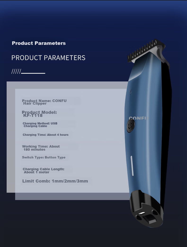 CONFU Hair Clipper, Electric Shaver, Professional Hair Trimmer, Salon And Home Use Scissors, KF-T118 Graduation Gift 11