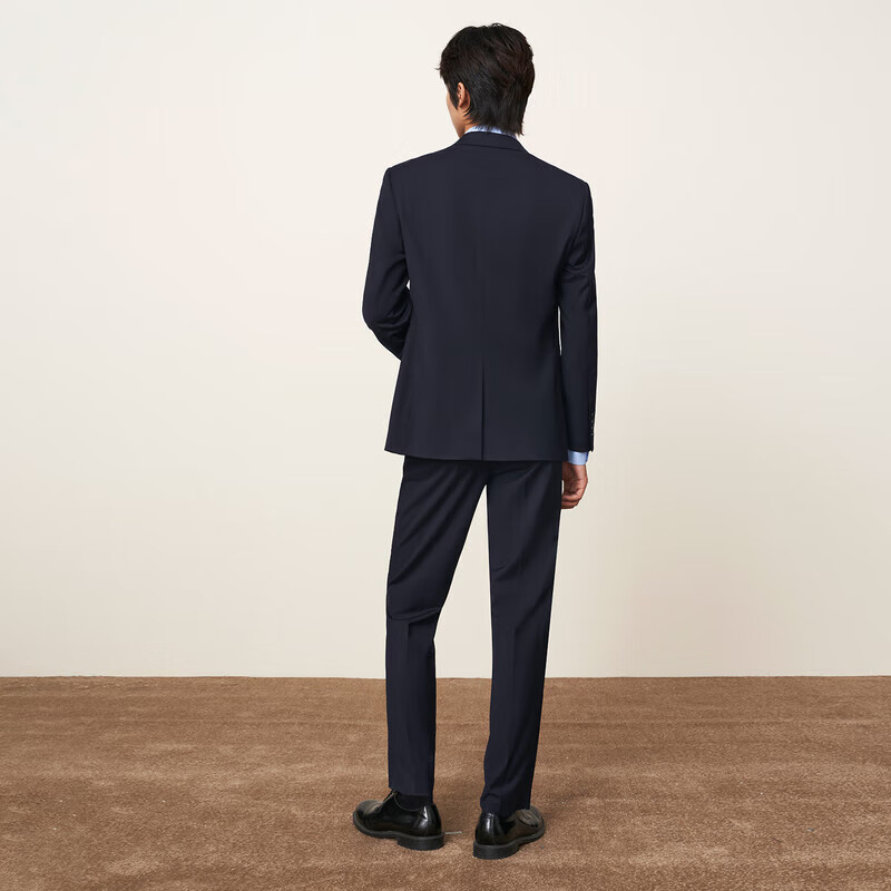 HLA Men's Suit Set, Spring And Autumn Light Business Classic Series, Men's Suit Set in Navy Blue, Size 175/92A(48A)