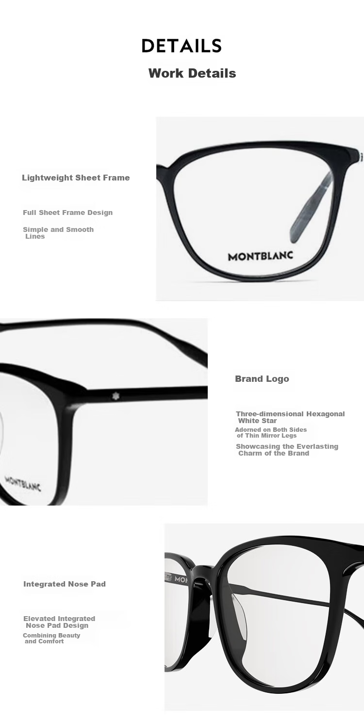 MONTBLANC Optical Glasses for Men And Women, Elegant Face-Slimming Effect, Black Square Frame, Professional Prescription Glasses, Gift MB0089OK-001 4
