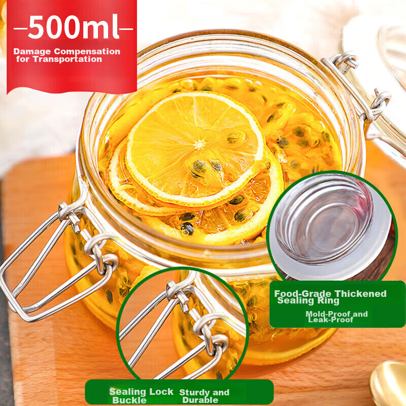 Baijie Glass Sealed Jar 500ml Round Storage Bottle Honey Glass Jar Storage Jar CP-201