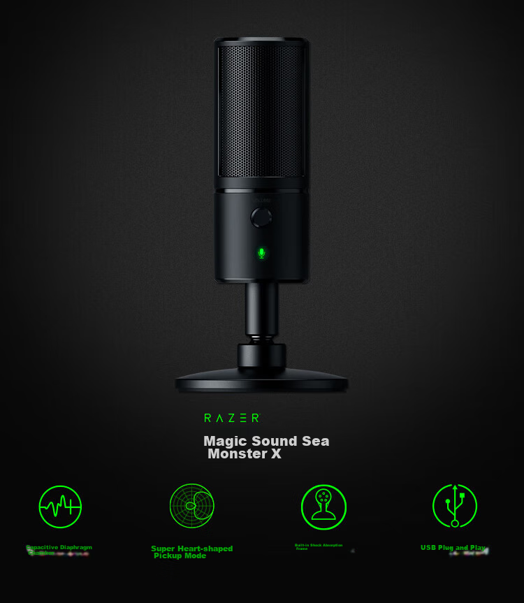 Razer Mythic V3 Mini Desktop Microphone for Live Streaming And Singing, RGB Black 2