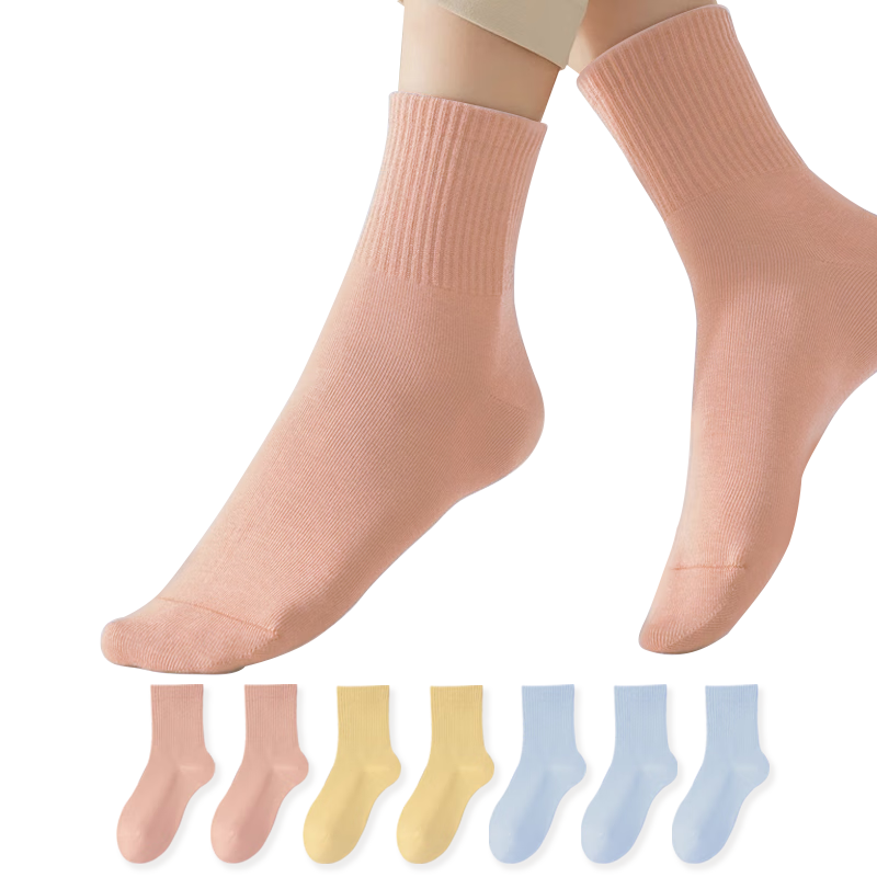 NOLANSEND Disposable Socks for Women, 7A Antibacterial Cotton Mid-Calf Travel Business Daily Disposable Breathable No-Wash Socks, 7 Pairs