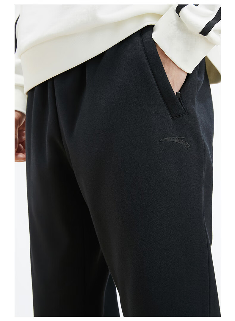Anta Fleece-Lined Warm Men's Straight-Leg Sweatpants Spring Knit Outdoor Running Trousers Casual Pants 21