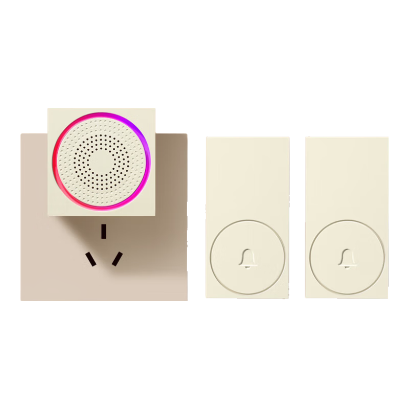 Advent Wireless Doorbell, Colorful Light-Up Self-Charging, Home Use, One-Button Silent Call Button, Two-Way Communication, Cream Style