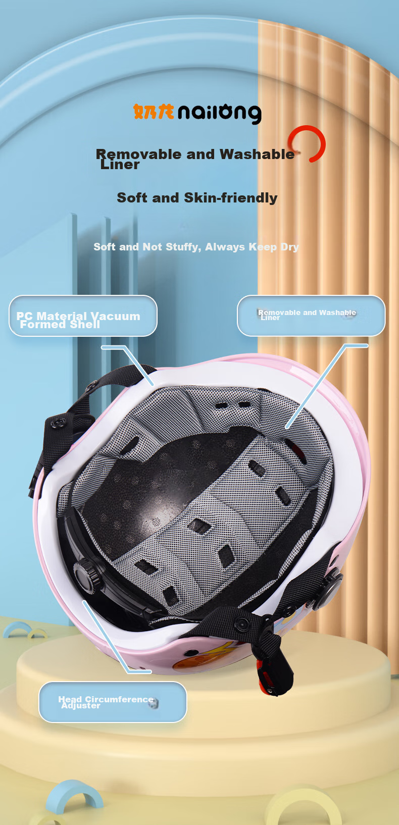 YEMA (YEMA) [Nailong Collaboration] 3C Certified New National Standard 237S Children's Helmet Summer Half Helmet Boys Girls Electric Motorcycle Safety Helmet Pink 10