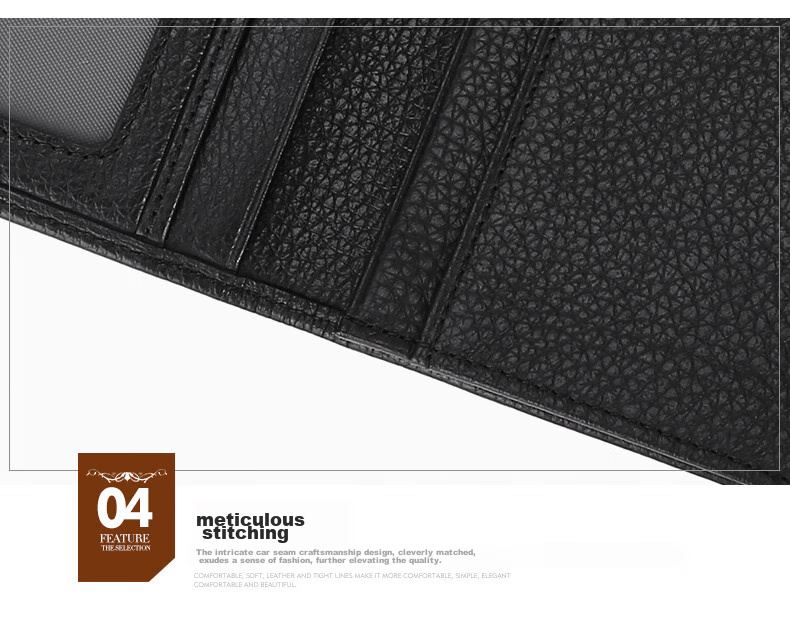 ELLE HOMME Luxury Men's Long Wallet, Fashionable Top-Grain Leather Billfold, Multi-Card Slots 8712, Birthday Gift for Me 12