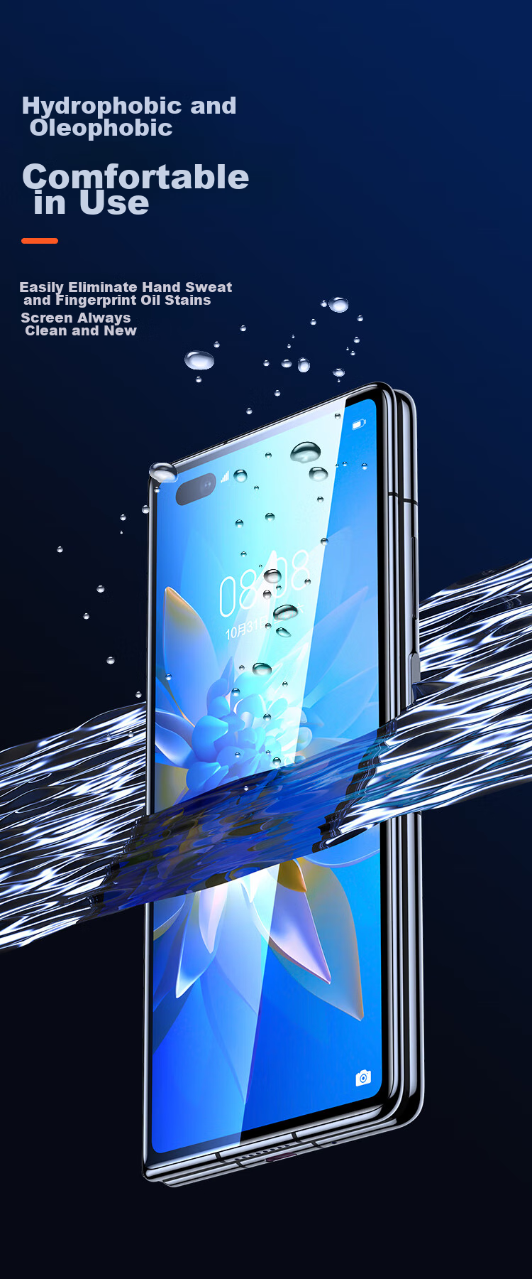 Yisika Tempered Glass Screen Protector for Huawei Mate X2 Collector's Edition Foldable Phone, 5G Protective Film, Anti-Scratch, Wear-Resistant, Low Fingerprint, HD Gaming Full-Screen Film JM830 8