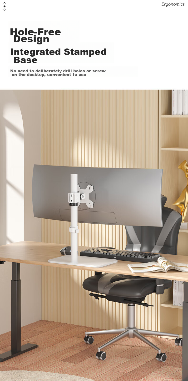 HILLPORT Monitor Riser Stand, Desktop Computer Screen Support, Display Stand with Adjustable Height And Rotation for Horizontal Or Vertical Positioning, DZ2011 White, Weight Capacity of 15 Kg (33 Lbs) 5