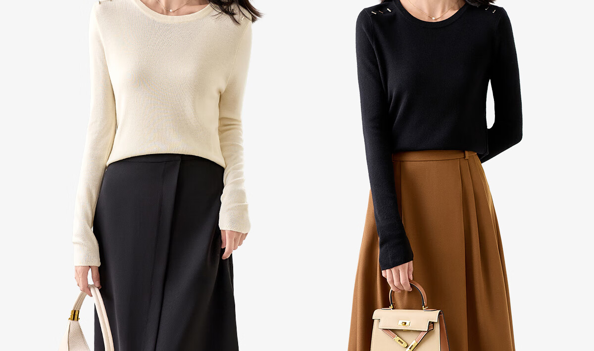 Chushen Chunqiu Women's Knitwear Designer Round Neck Solid Color Versatile Base Sweater Top S144Z7003 7