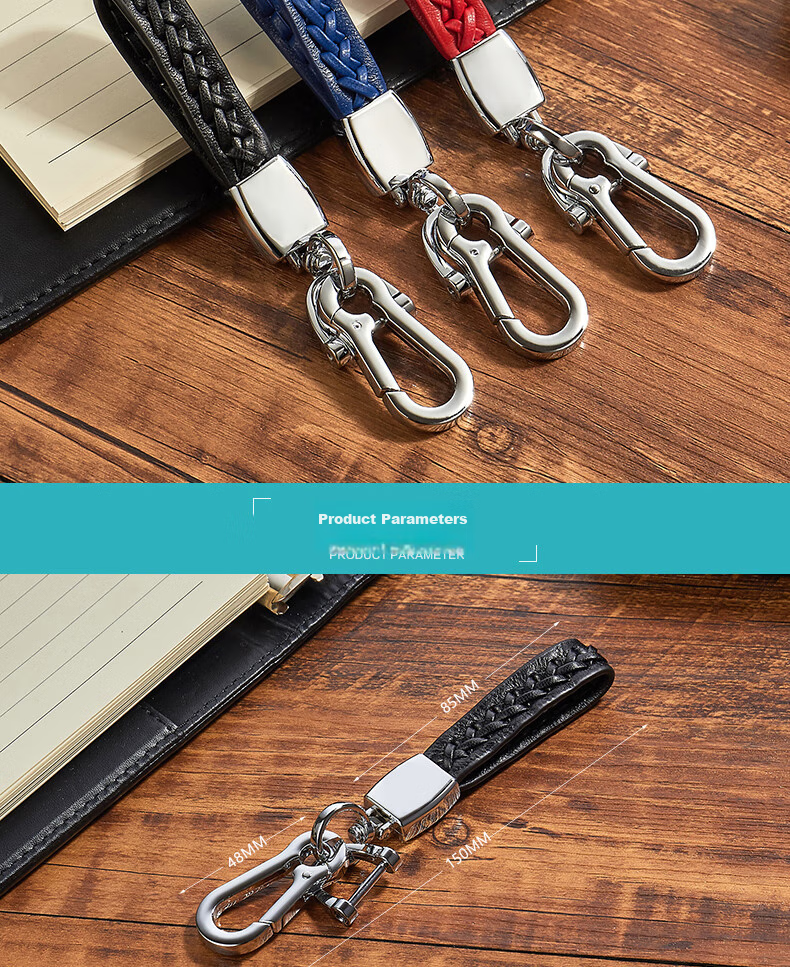Dijialun Car Key Chain, Genuine Leather, Handwoven Key Cord, Car Accessories Decoration Ornament, Men's Gift Present 2