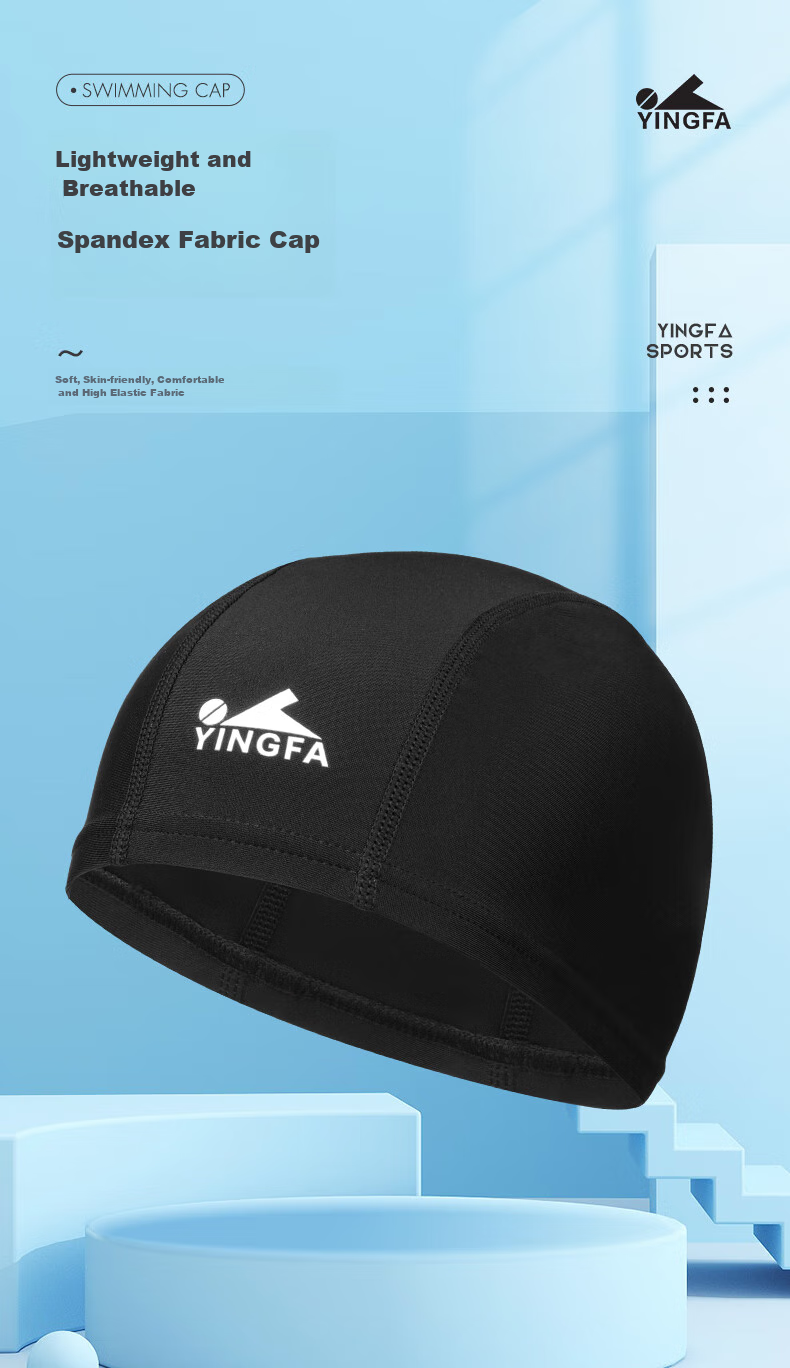YINGFA Swim Cap, Fabric Swimming Cap for Adults, Professional Non-Binding, Nylon Spandex Swim Cap, Black 1