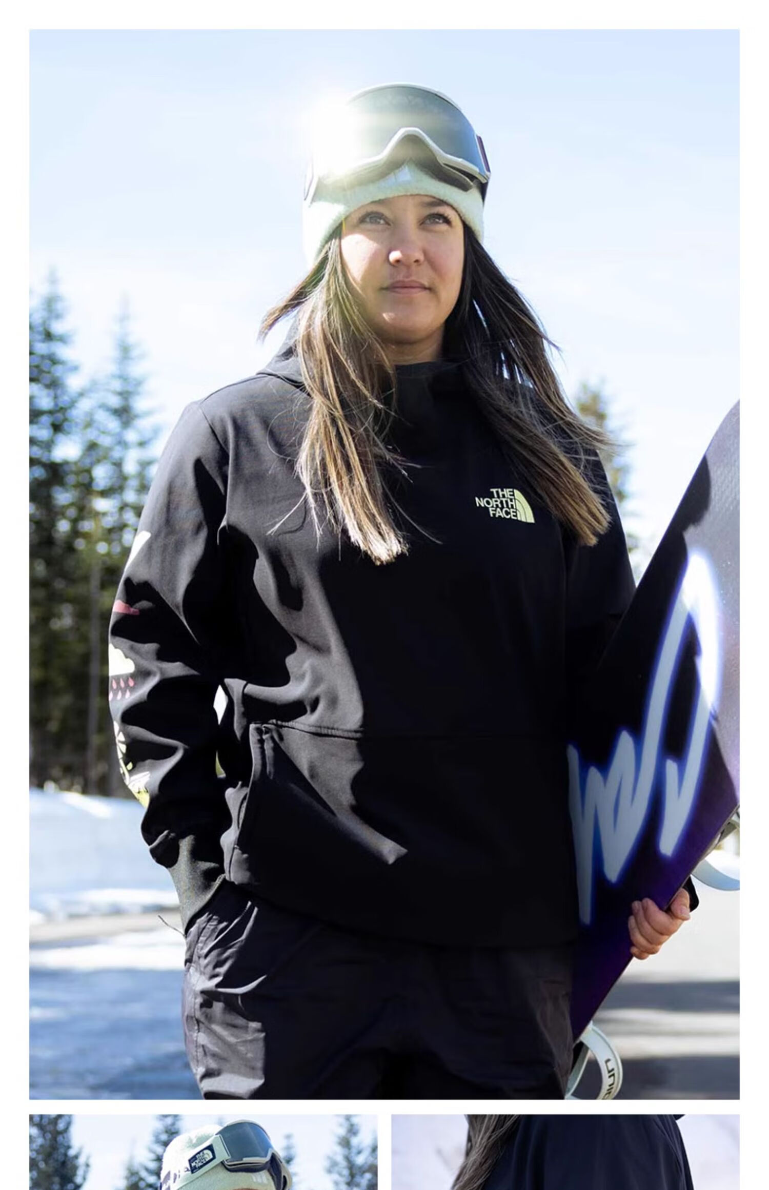 The North Face Knitted Sweatshirt for Women, Outdoor Windproof And Warm Pullover 7UUK, Black/ORN, Size S 1