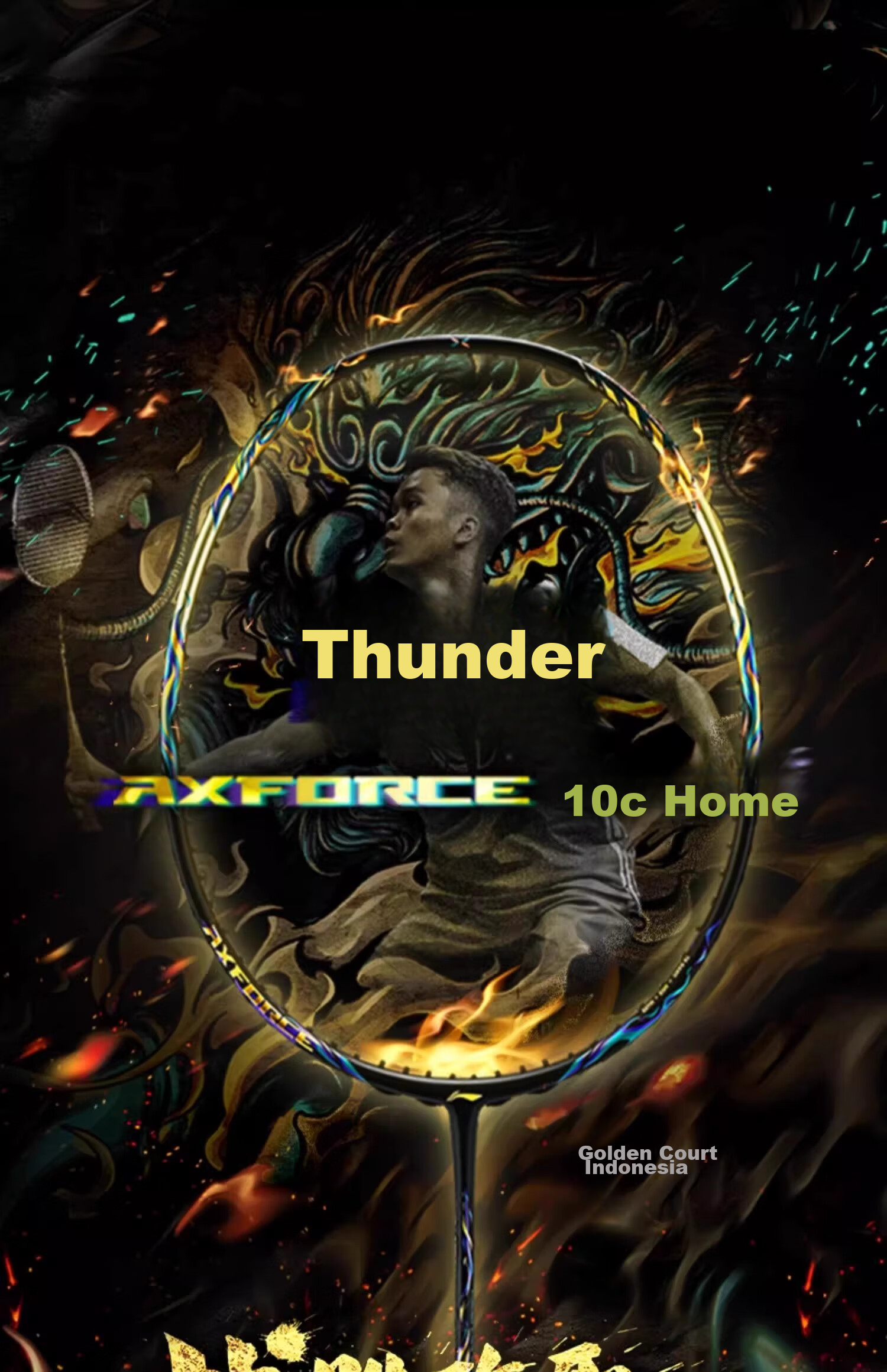 Li-Ning Thunder 80 Badminton Racket, Full Carbon Offensive Model, Chen Long's Battle Racket, Black And Gold Color Scheme, High-End Badminton Racket, 5U Unstrung Racket 1