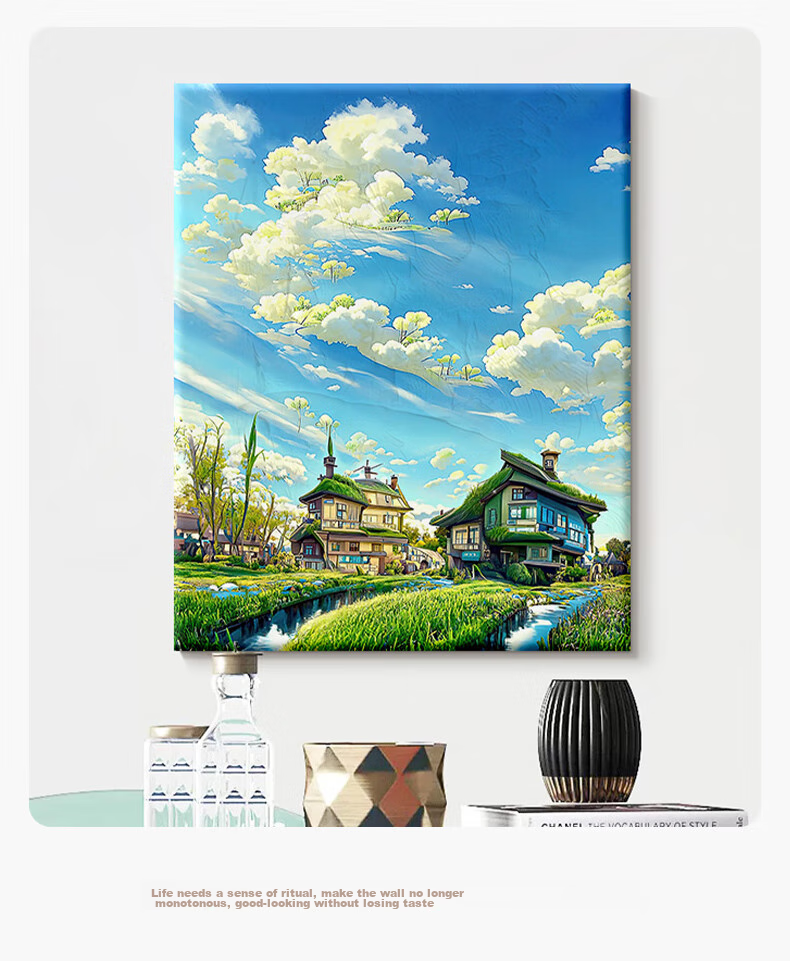 Haojiubujian Digital Oil Painting DIY Hand-Painted Graffiti Acrylic Oil Painting Summer Green Landscape Painting Coloring Handmade Decorative Painting 11
