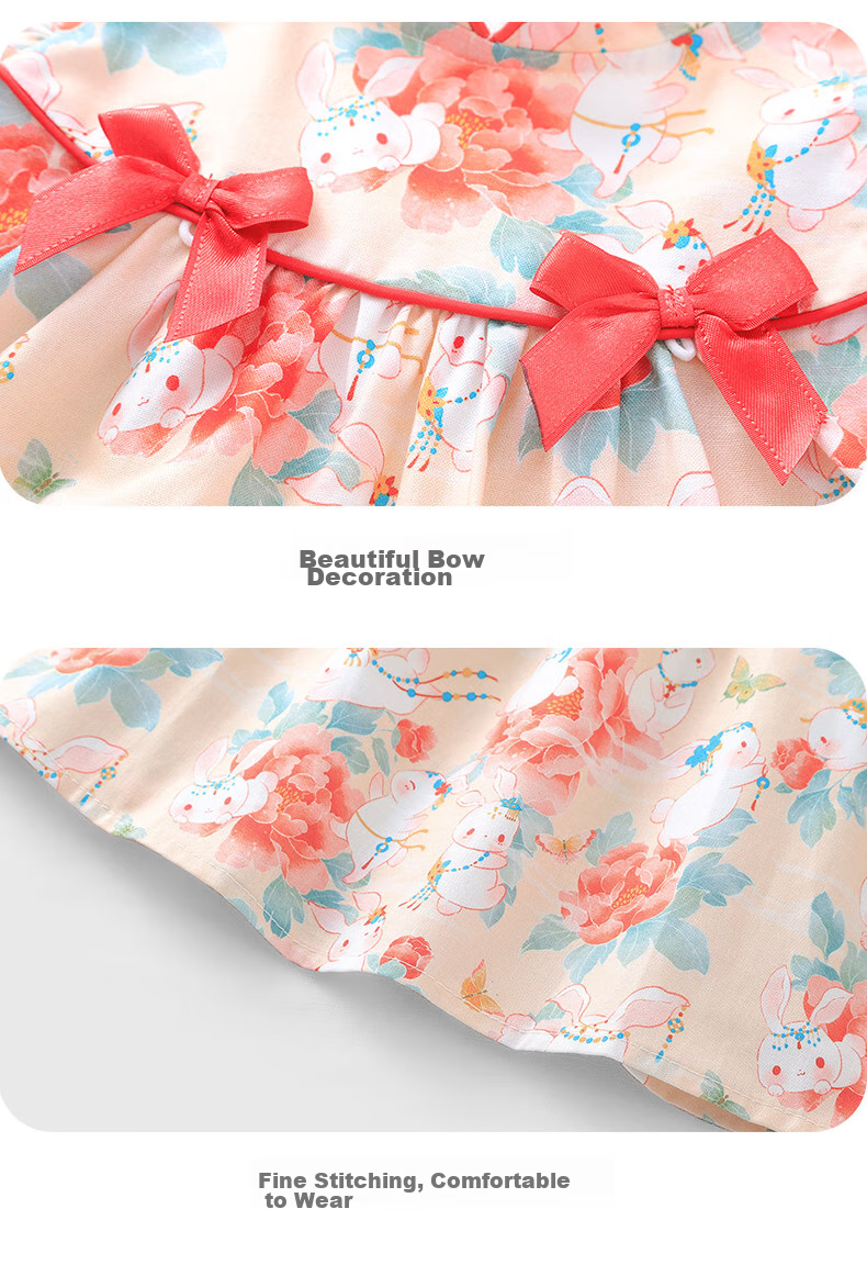 Youqi Girls' Summer Dress, Baby Clothes, Princess Dress, Little Girl's First Birthday Outfit, Chinese Style Dress for Baby Girls 7