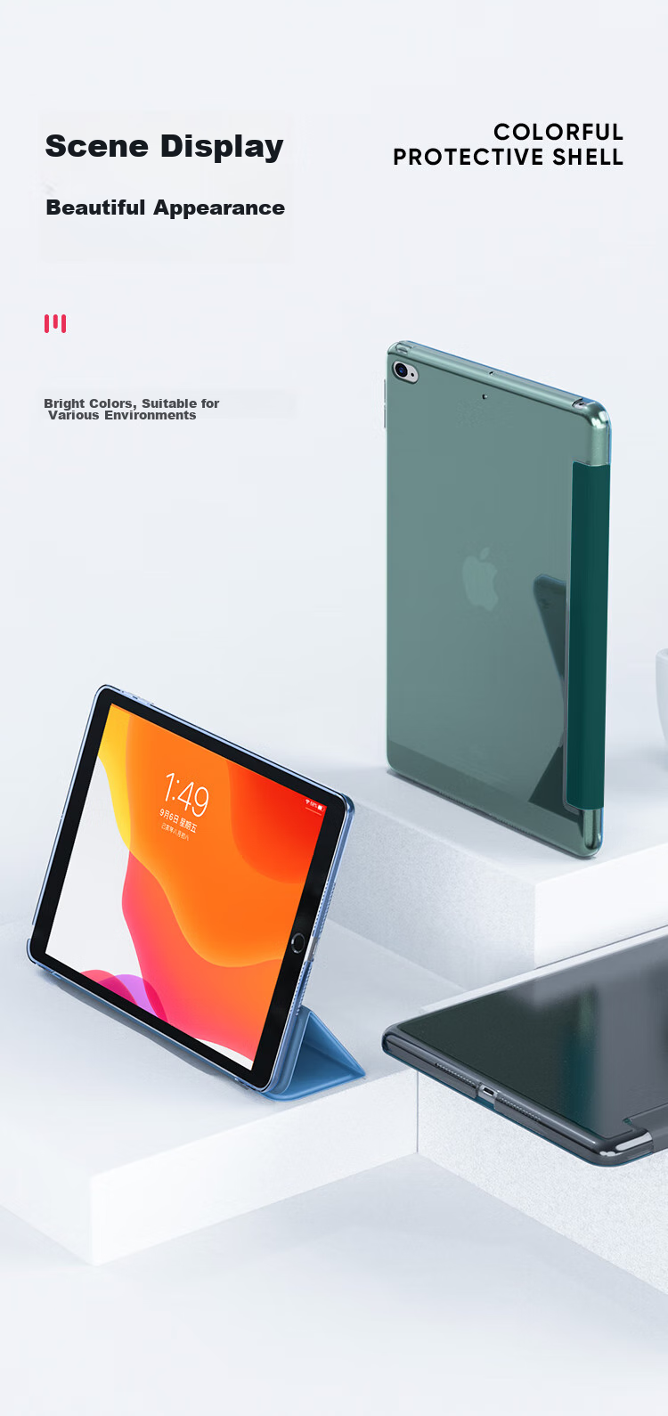 CangHua Compatible with IPad Air 2/1 Protective Case, 9.7 Inch Universal IPad 6/5 Protective Cover, Apple Tablet Tri-Fold Stand Ultra-Thin Full Protection Shockproof Case 10