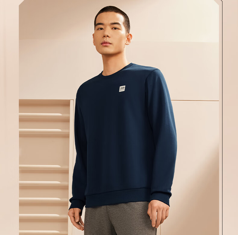 361° Men's Sweatshirt, Spring Long-Sleeve Sportswear, Casual Round Neck Loose Fleece-Lined Top, 652344801D-7 5