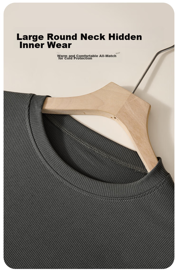 MiiOW 2024 New Ribbed Men's Base Layer, Semi-Turtleneck, 7A Antibacterial, Autumn And Winter Inner Wear, Draping Top, Black, Size L 15