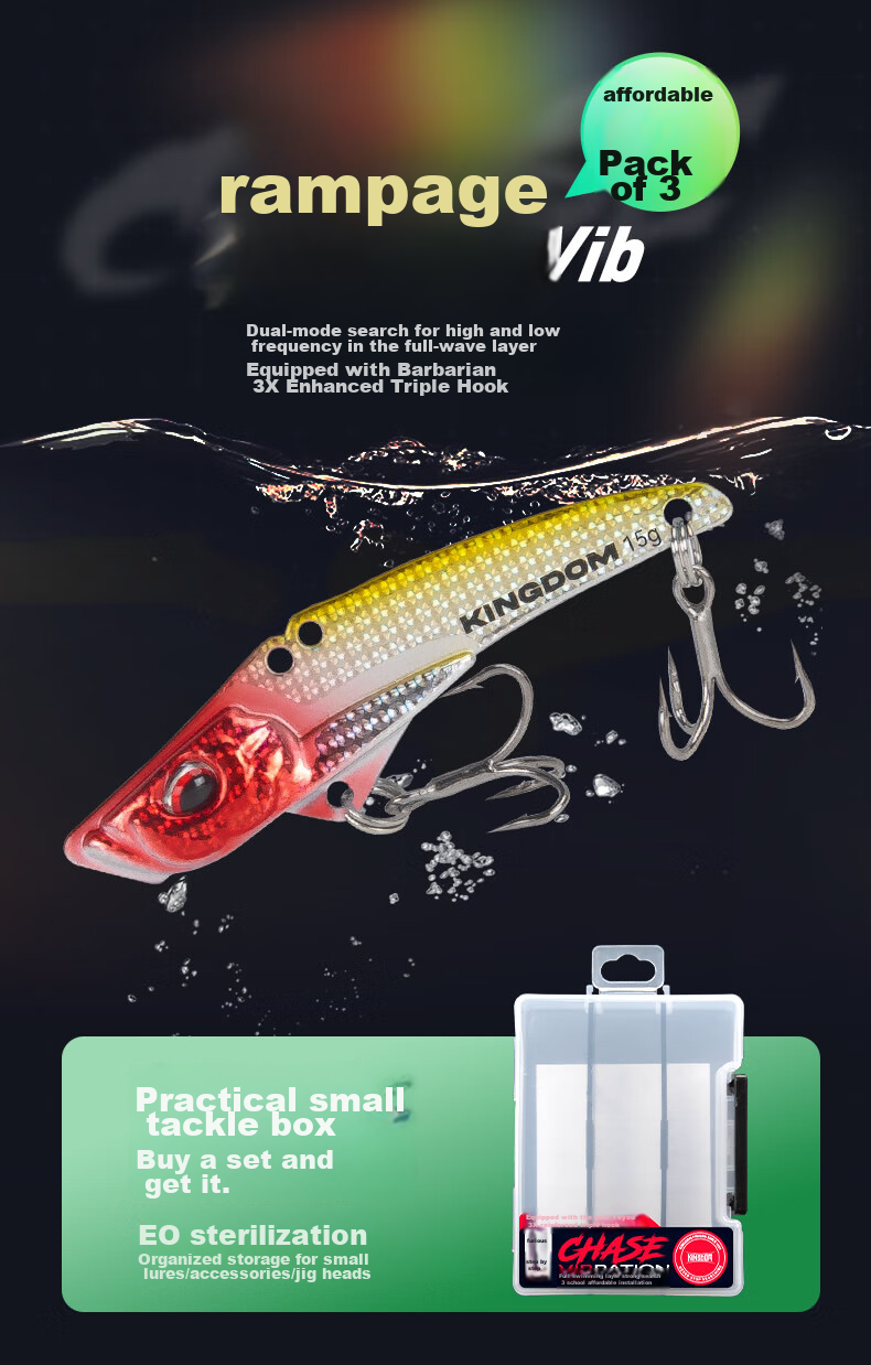 Guowangliya Lure Fishing Bait Metal VIB Set Long-Casting Lure for Sea Bass, Snakehead And Perch Fish 19g S2 1