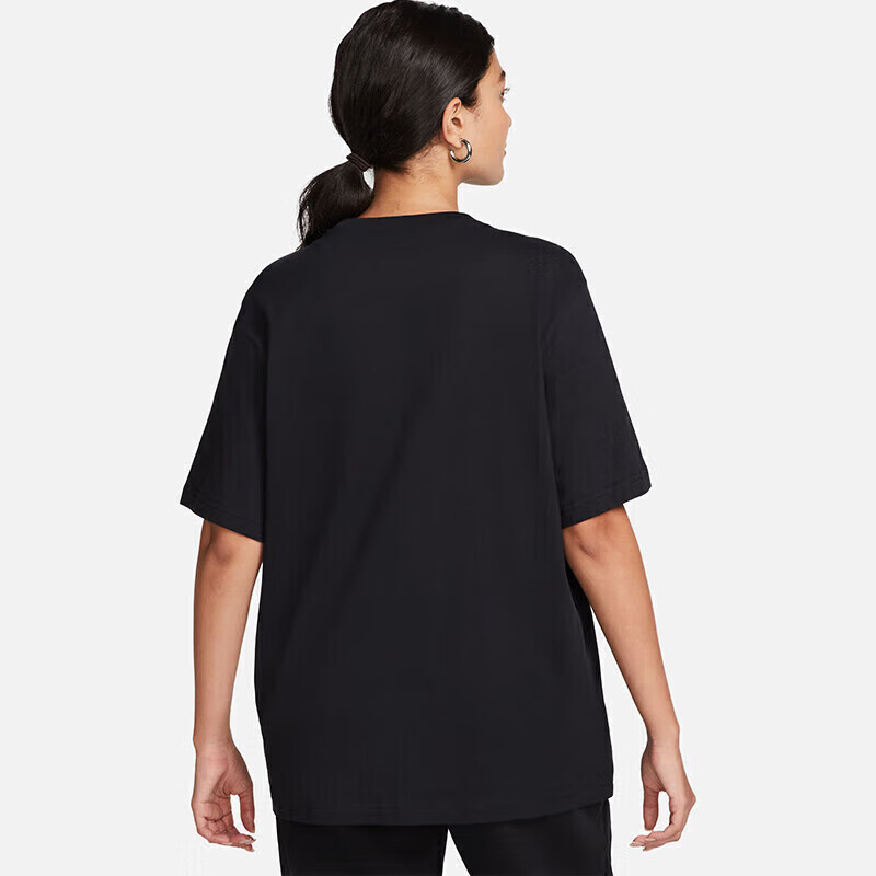 NIKE Spring And Summer Women's Short-Sleeve T-Shirt, Pure Cotton, Athletic, Oversize Loose Fit, FD4150-010, Black XL