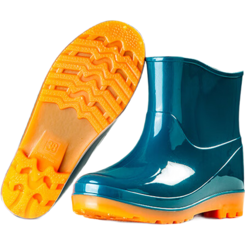 BAIGE Women's Rain Boots Low-Cut Rubber Waterproof Anti-Flood Slip-Resistant Acid-Base Resistant Farm Work Safety Boots Dark Green Size 37 CW686278