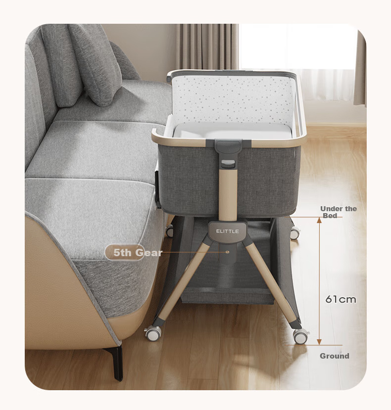 Elittile Baby Crib, Seamless Connection, Multifunctional, Foldable, Movable, Children's Crib, Xia'an Shi Qi Generation Plus 11