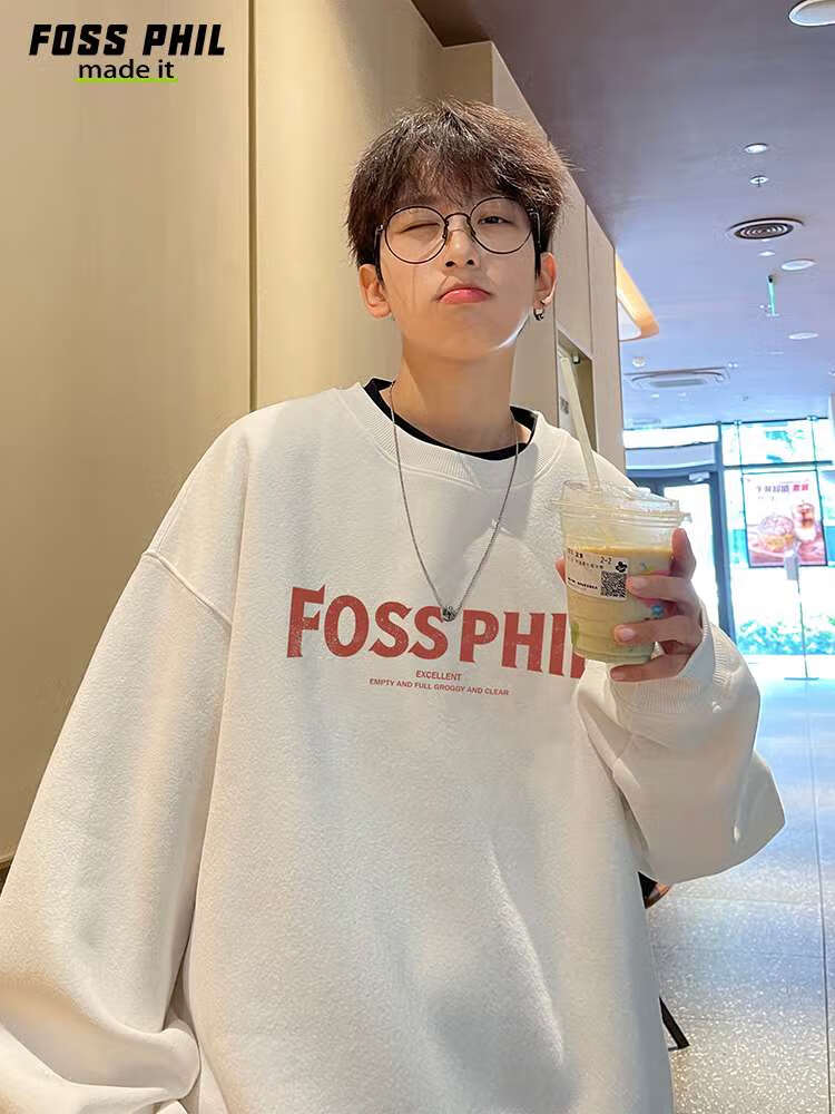 Foss Phil Casual Sweatshirt for Men, Spring And Autumn New Year Long-Sleeve T-Shirt, Base Layer for Year of The Horse Zodiac, Red Top FPW3 Size L 20