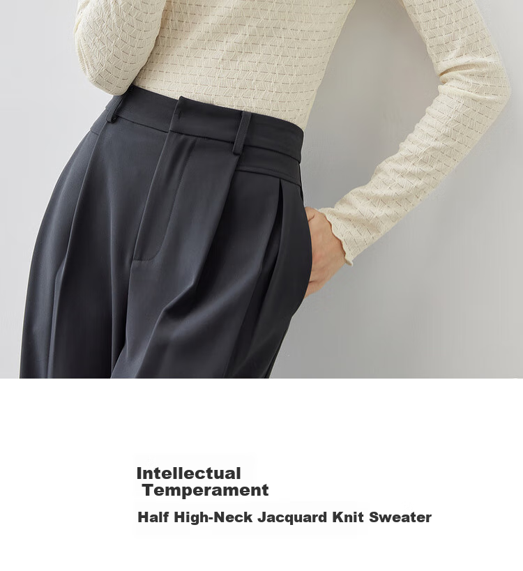Sentubila Semi-Turtleneck Inner Layer Knit Sweater, Autumn And Winter Top, Petite Women's Warm Long-Sleeve Base Layer, Beige, XL 1