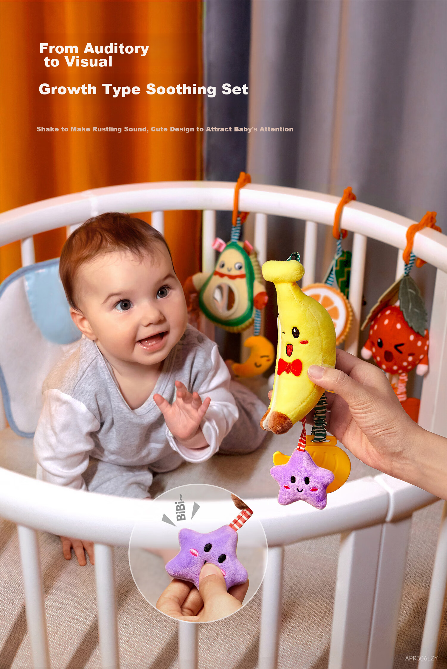 Tumama Kids Baby Crib Bell, Teether, Soothing Stroller Pendant, 0-1 Year Old Plush Bed Hanging, Newborn Car Toy 6