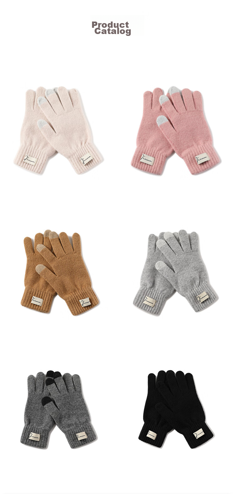 JIUMU Wool Thermal Gloves for Women, Winter Thickened Cold-Proof, Suitable for Cycling And Driving, Touchscreen Compatible Knitted Wool Gloves 17