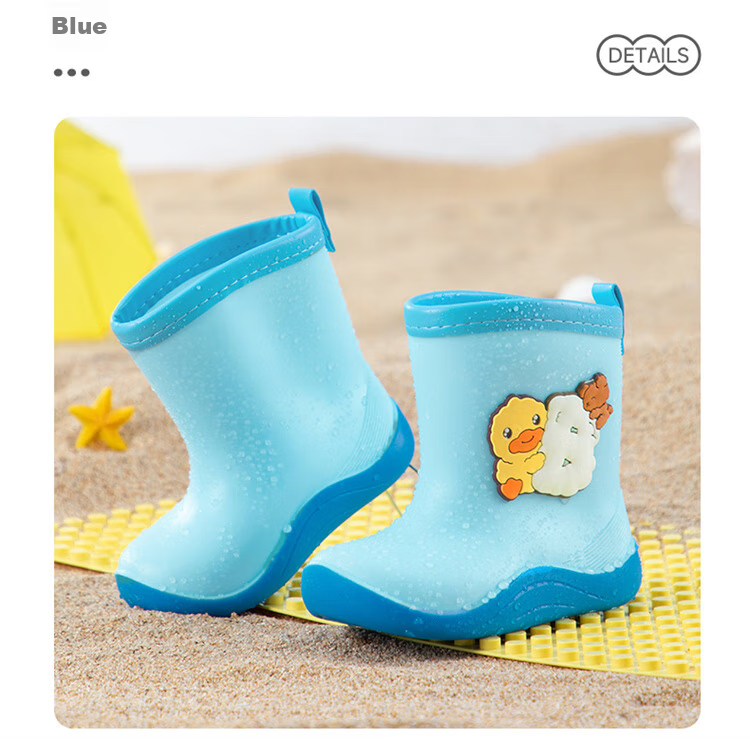 B.Duck Children's Rain Boots, Cartoon Waterproof Shoes for Boys And Girls, Summer Rubber Boots, Model 5915, Blue, Size 24 17