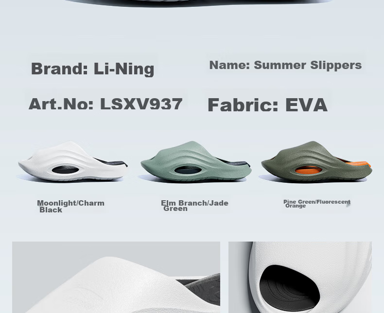 Li-Ning Slippers, Sports Sandals for Men, Summer Outdoor Non-Slip Beach Shoes, Home Couple Sandals, Men's And Women's Shoes, Black 40