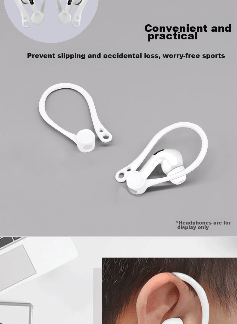 ESCASE AirPods Pro Second-Generation Lanyard, Compatible with Apple Earphones 1/2/3 Generations, Wireless Bluetooth Sports Earphones, Anti-Loss Ear Hook, Anti-Drop for Travel, Double Ear White 2