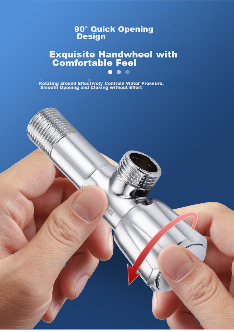 Larsd Extended Angle Valve, Brass Thickened Hot And Cold Water Quick-Open Triangular Valve, Figure-Eight Valve, Stop Valve LD10707 12