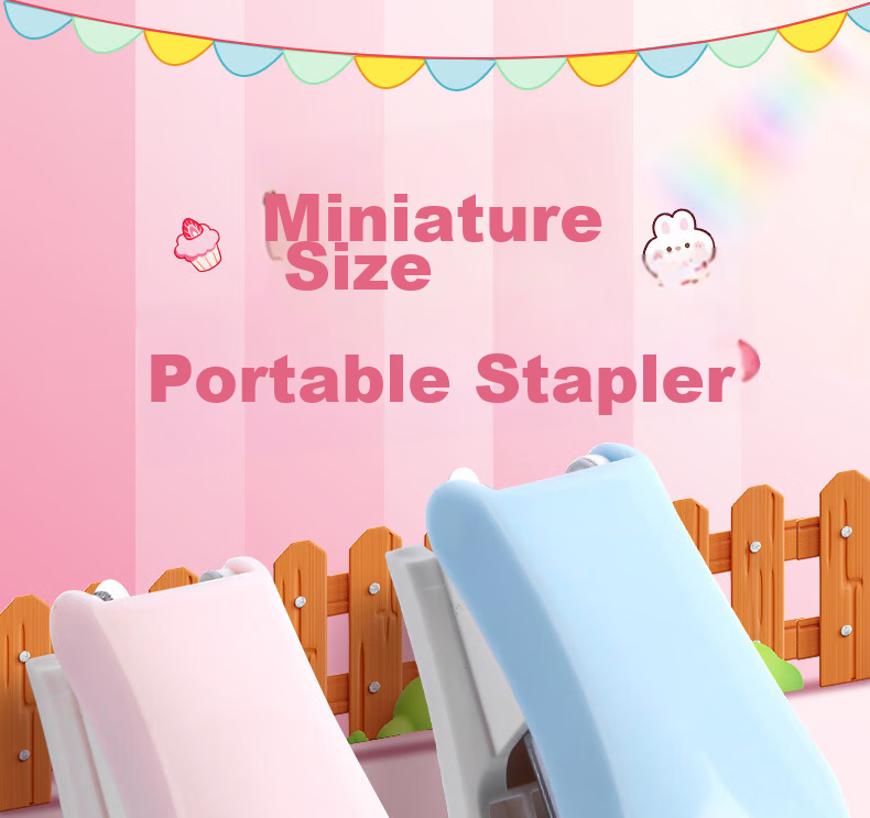 Touch Fish Stapler Cartoon Mini Set Cute Mini Student Stationery Flower Shop Floral Multi-Functional Binding Machine Stapler Exam Paper Stapler Pink 1