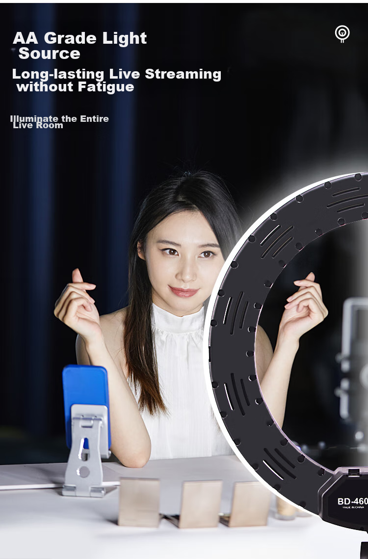 LATZZ 45cm Live Streaming Fill Light, LED Ring Photography Light, Dual Color Temperature Beauty Light, Large Aperture Soft Light, Popular Streamer Special, Outdoor Camera Phone Live Streaming Studio Lighting 12