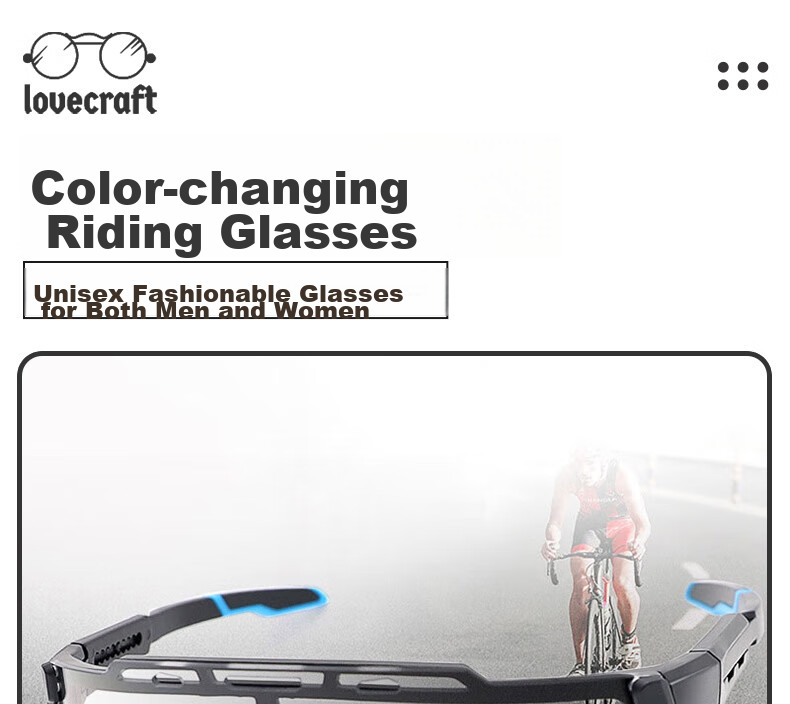 LOVECRAFT Photochromic Cycling Glasses with Black Frame And Gray Lenses, Day And Night Use, Windproof Mountain Biking Sunglasses with Goggles 1