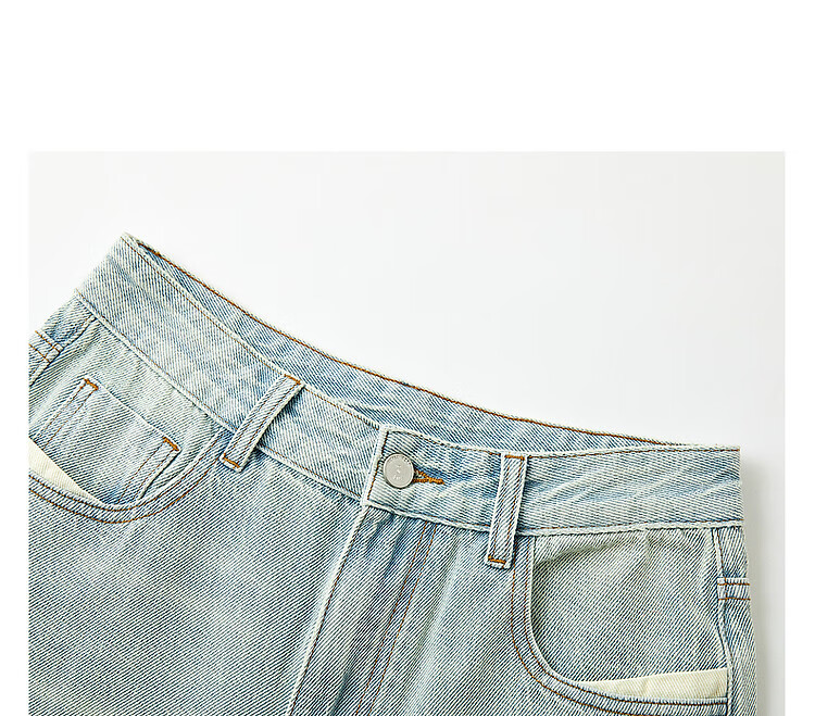 Dme [Juzhengrouwuzhao] Summer Street Style Influencer Fashion Straight-Leg Pants with Patchwork Pockets Cotton Denim Trousers for Wome 12