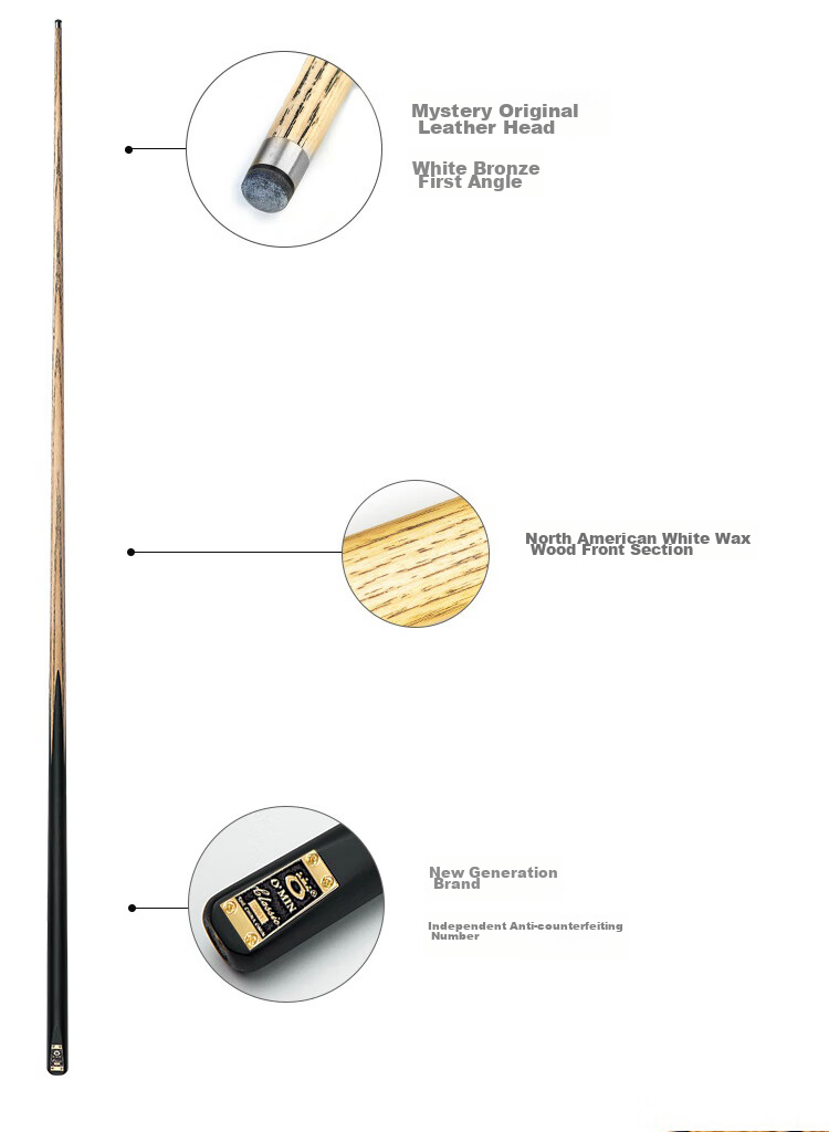 Aomi New Classical Pool Cue, Black Eight Small Tip, Chinese 8-Ball Snooker Medium Tip Billiard Cue, 16 Colorful Universal Cue, 10m 6