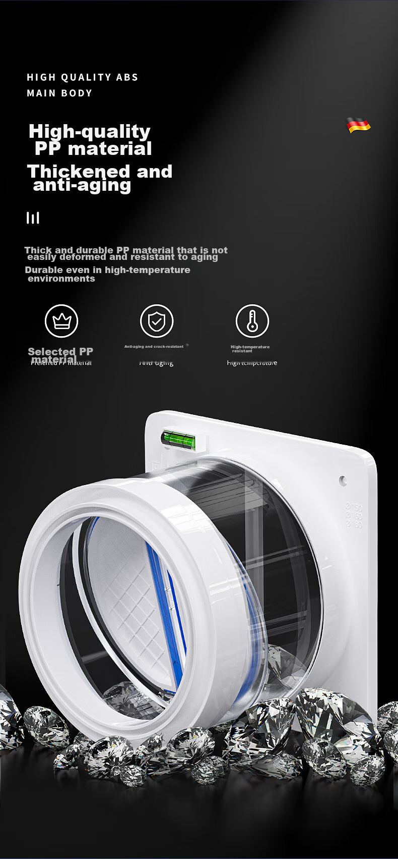 Muvi Universal Midea Range Hood Check Valve, Flue Valve, Kitchen-Specific Public Pipe Anti-Smoke Check Valve, Universal Type 15