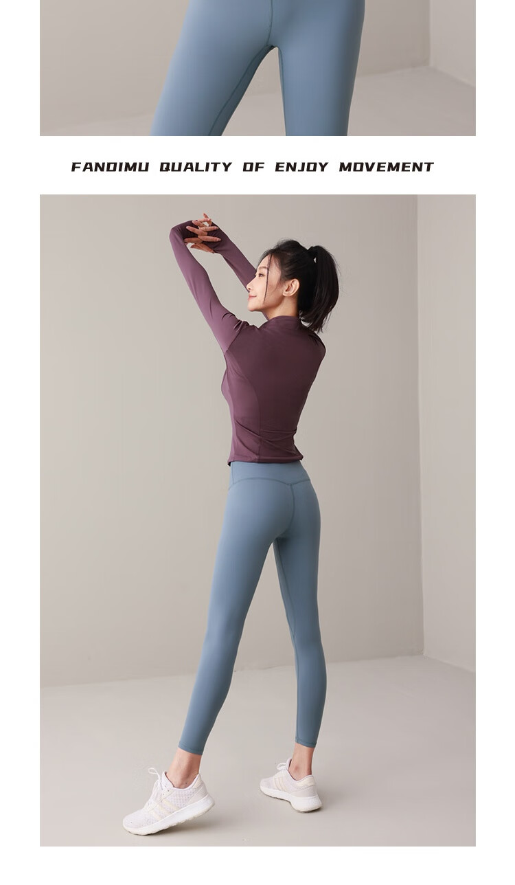 Fandimu Yoga Outfit for Women, Sports Fitness Pilates Slimming Body-Shaping Running Cycling Hiking Badminton Outfit 14