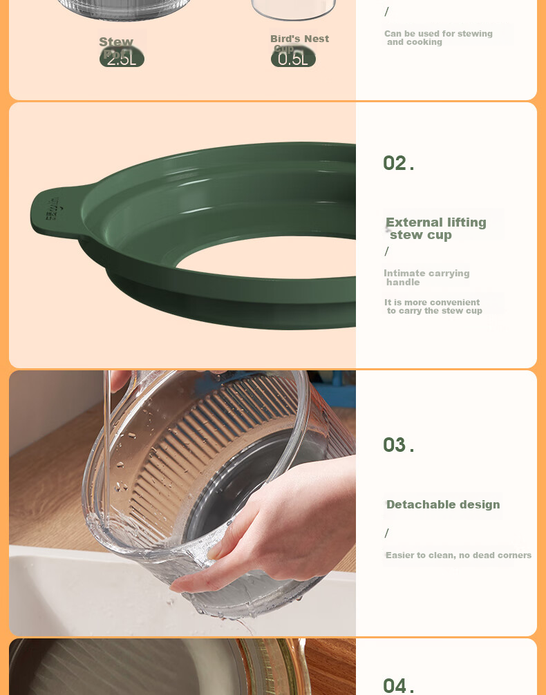 Donlim Electric Stew Pot, Soup And Bird's Nest Double Boiler, Health-Preserving Water Bath Cooker, BB Soup Pot, Small Glass Electric Stew Pot for Nourishment And Beauty, DL-9002 (Forest Green) 22
