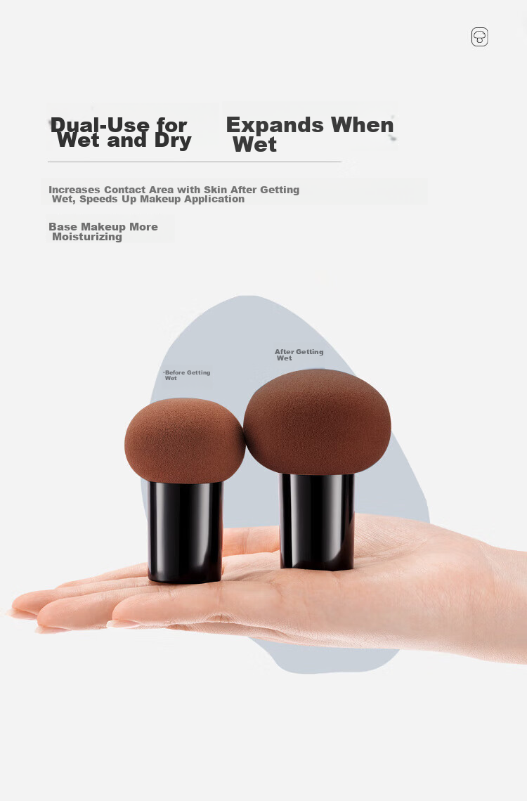 Jianyingshu Mushroom Head Powder Puff Set of 3, Makeup Sponge for Foundation And Blush, Dual-Use Wet And Dry Cosmetic Sponge, Non-Absorbing Powder Beauty Blender 9
