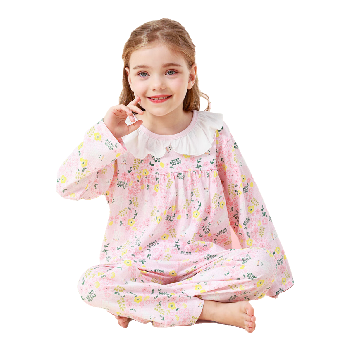 DEESHA Girls' Pajamas Children's Air Conditioning Suit Set for Older Kids, Students And Toddlers Home Wear
