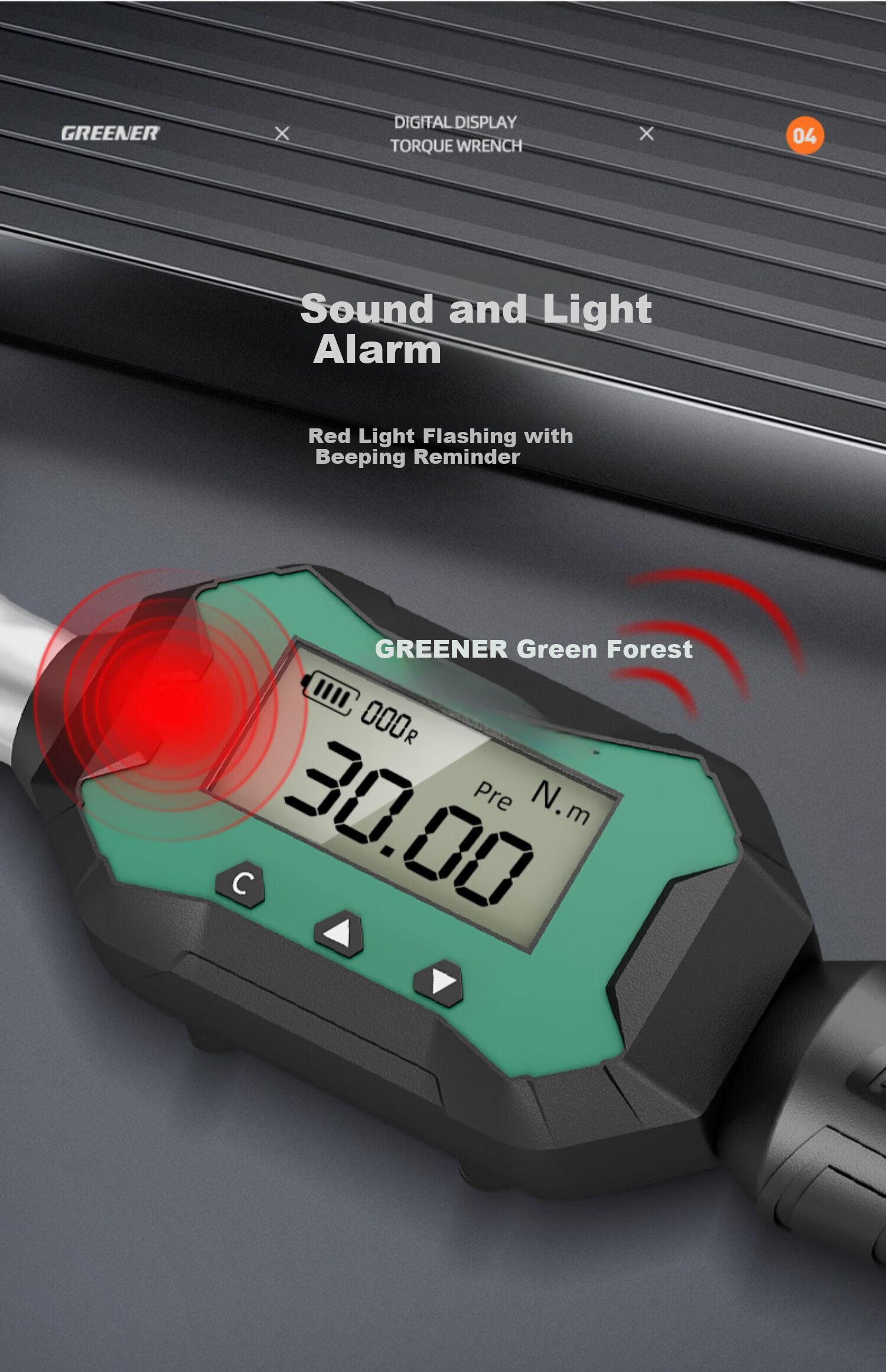 GREENER 1/4 Small Digital Torque Wrench, 0.9-30Nm High-Precision Industrial Ratchet Torque Set for Home And Motorcycle Use 8