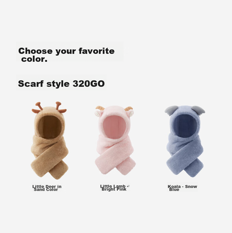 Bananain Basic 320Go Children's Hooded Neck Warmer Scarf, Baby Warm Windproof Fleece-Lined Hat for Girls And Boys 20