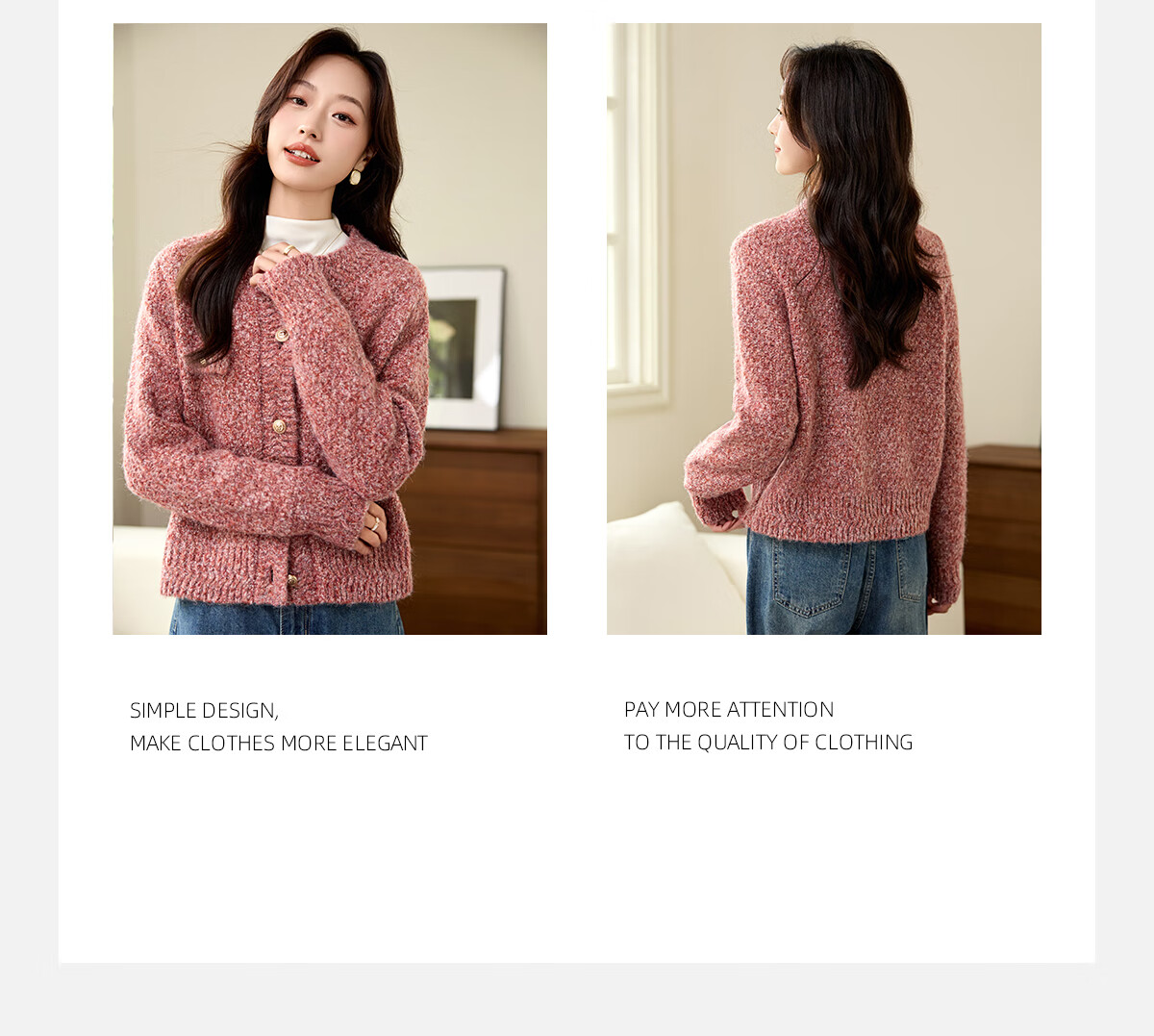 PinCai Women's Knitted Cardigan New Year Battle Robe Little Chanel Style Soft Wool Crew Neck Sweater P144U4016 3