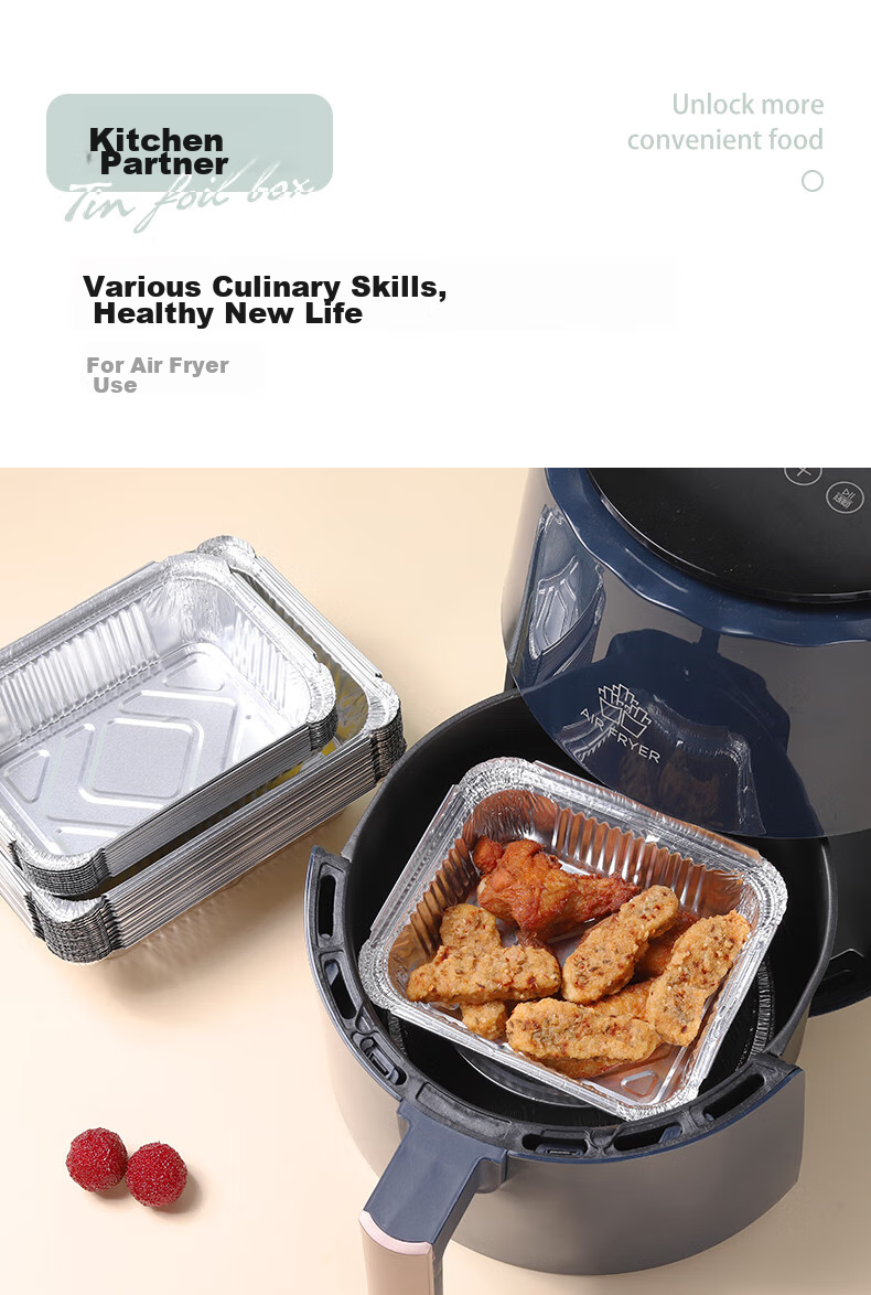 Faxilon Air Fryer And Oven-Specific Aluminum Foil Trays, 21cm*50 Pieces, High-Temperature Resistant for Home And Outdoor Barbecue Use 5